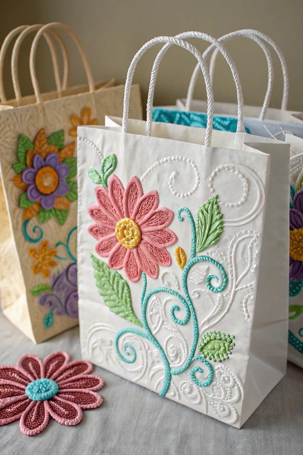 3D effect Valentine's gift featuring swollen paint designs.