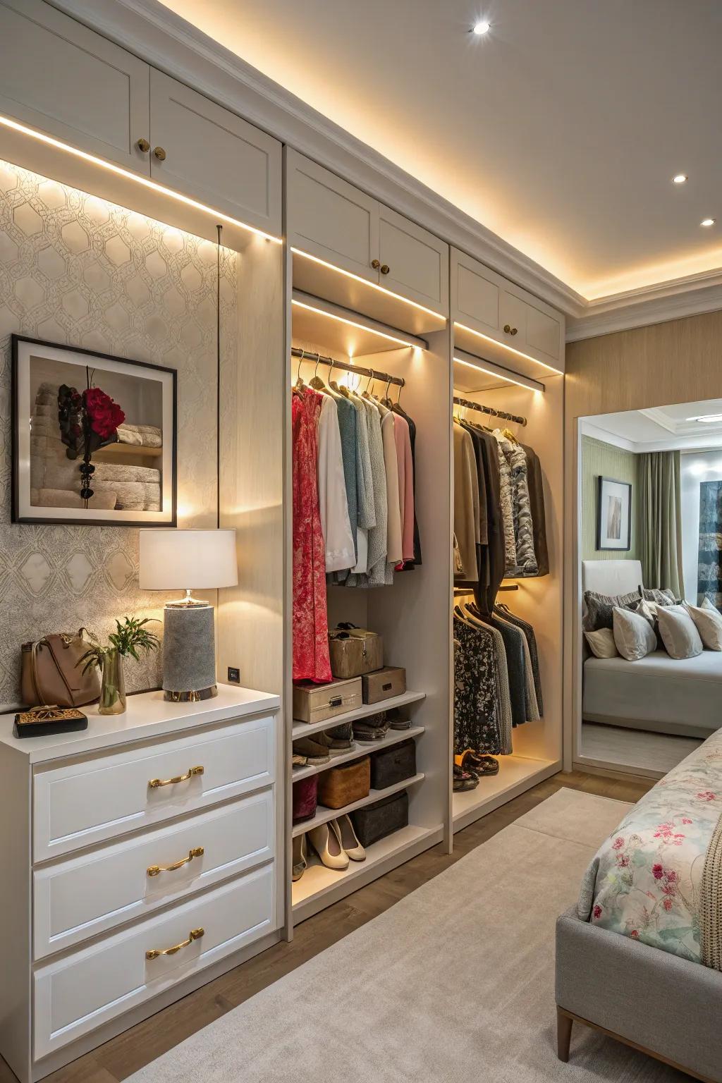 Wall closets are more dramatic with Accent lighting.