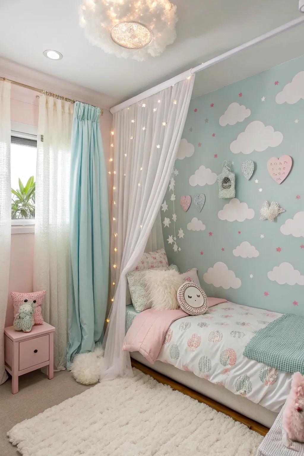 Clouds infuse a dreamy and serene feeling into a room.