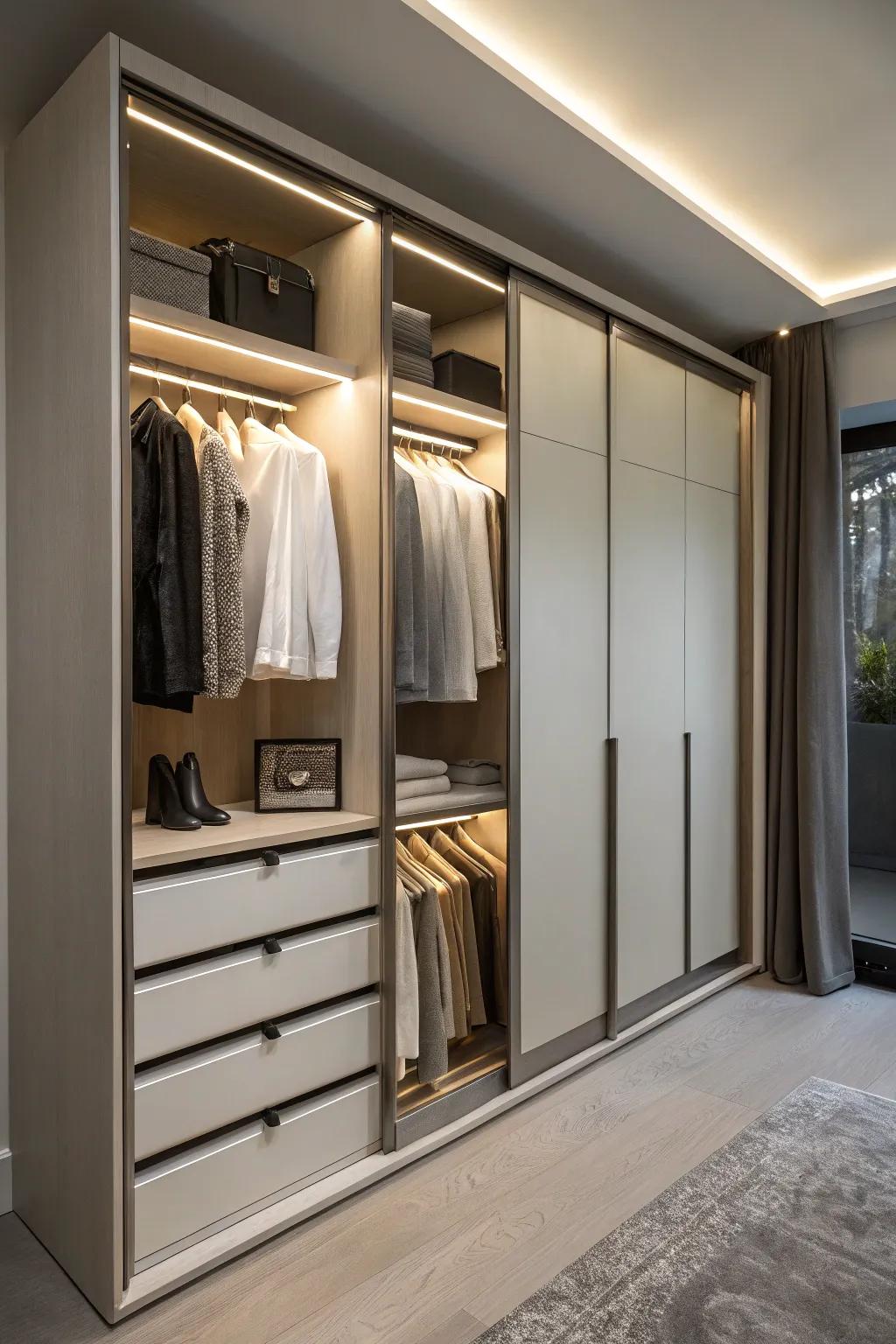 Concealed compartments provide discreet and efficient storage.