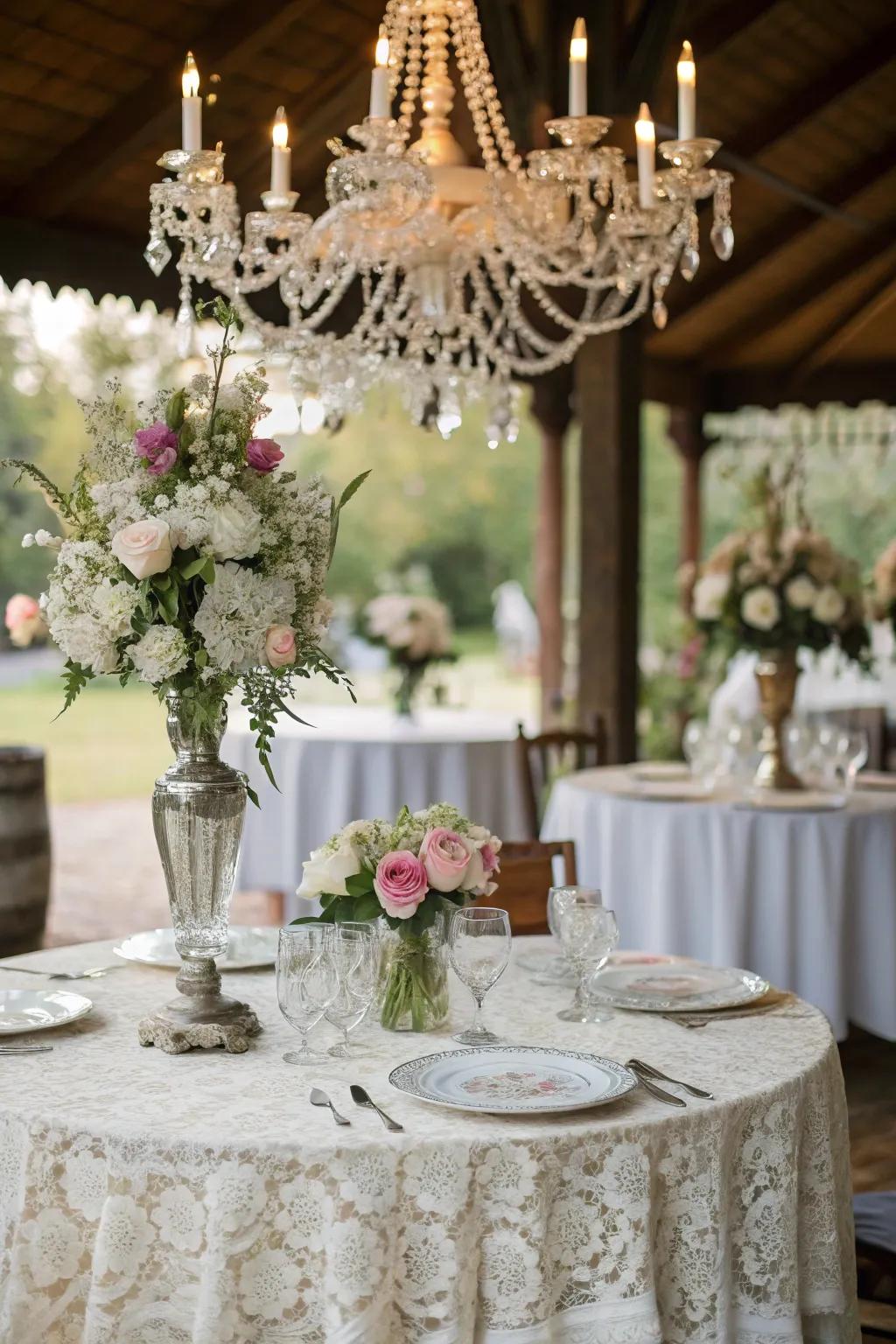 Wedding decor showcasing aged accents with antique decor pieces.