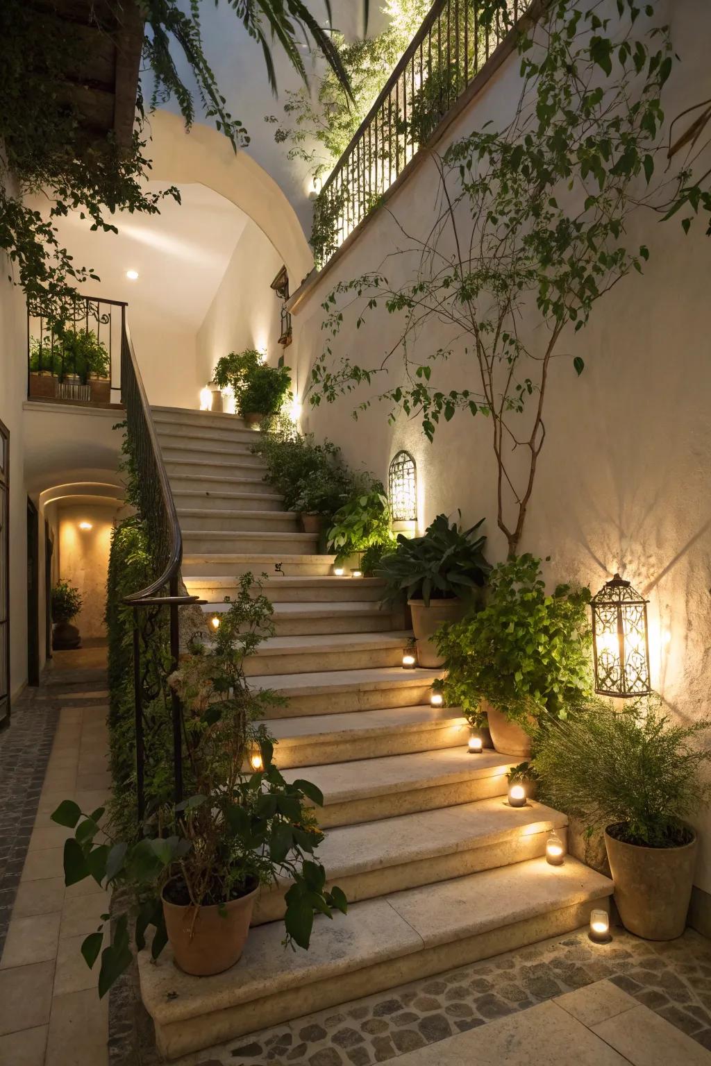 A garden path sensation conveys the freshness of the open air to this staircase.