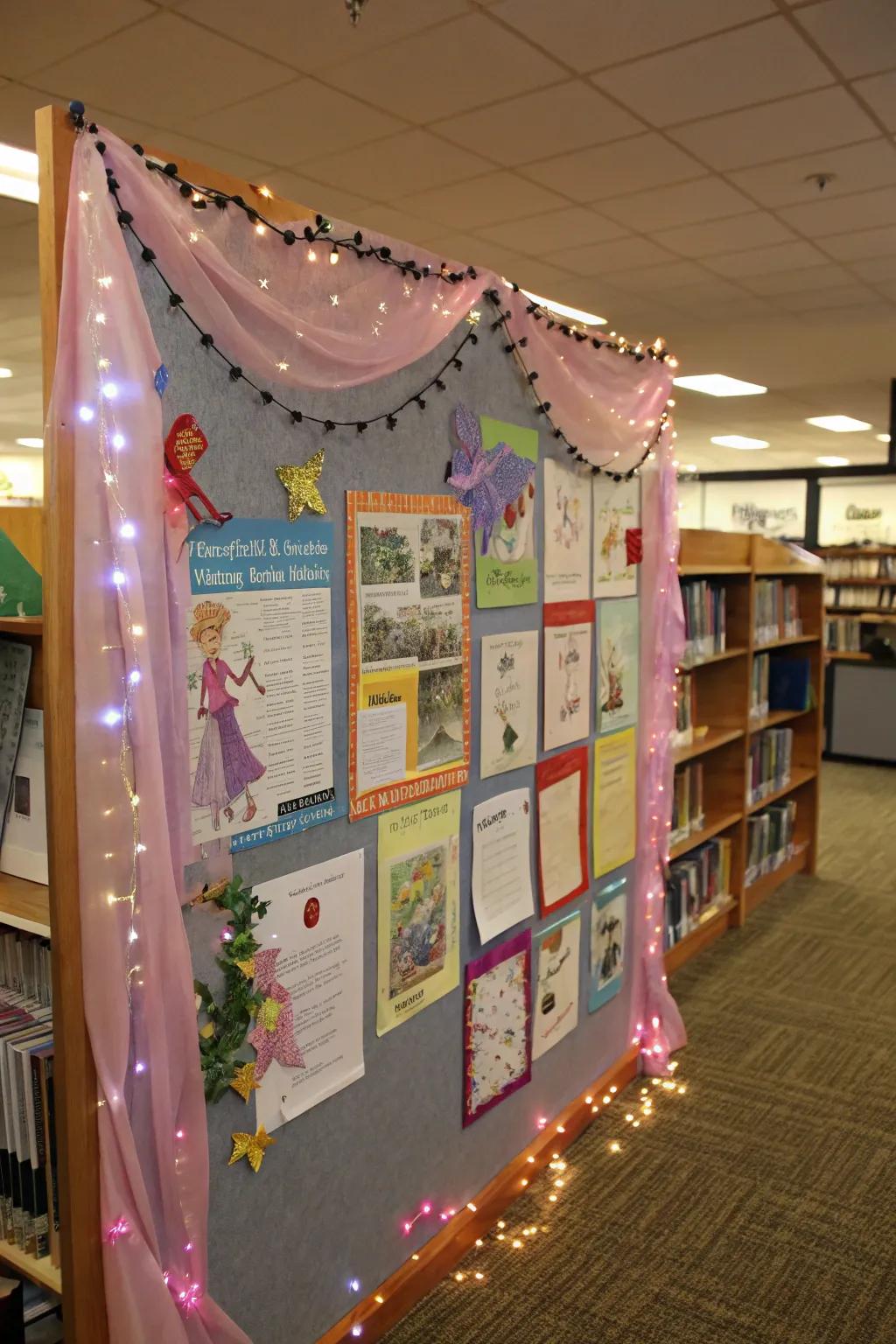 A bewitched library board intended to inspire a passion for reading and imagination.