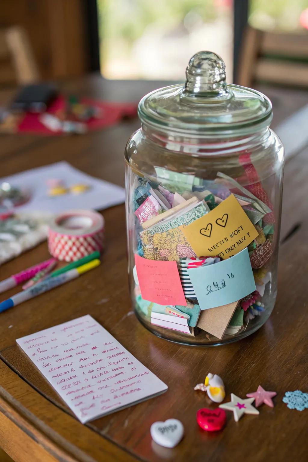 A memory jar holding cherished moments.