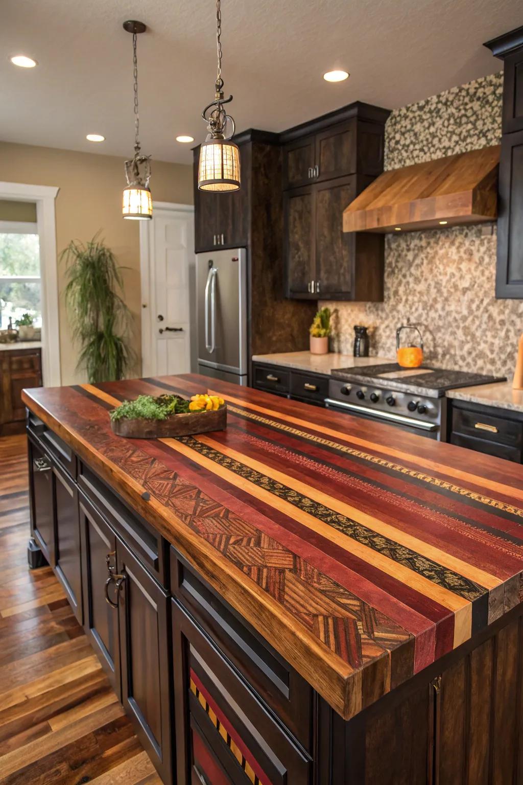 Exotic wood countertops infuse natural artistry and sophistication into your culinary space.