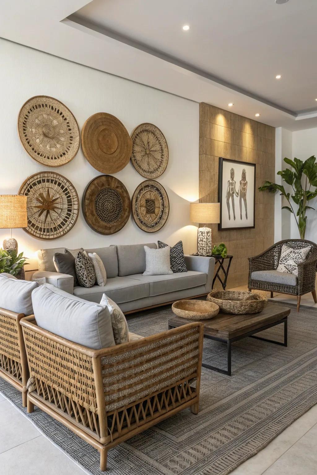 Integrate conventional wicker with contemporary elements.