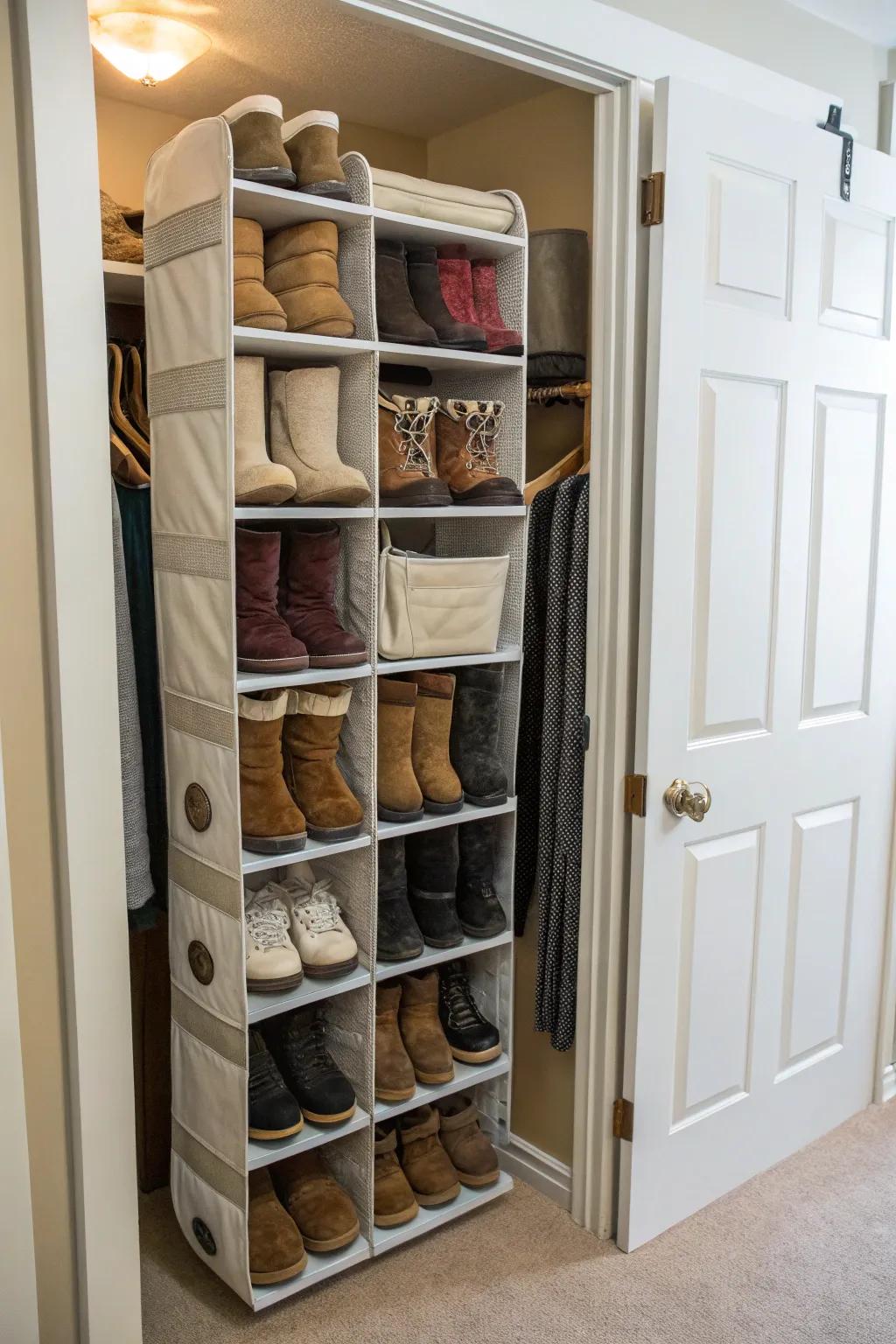 Optimize closet doors for supplemental storage solutions.