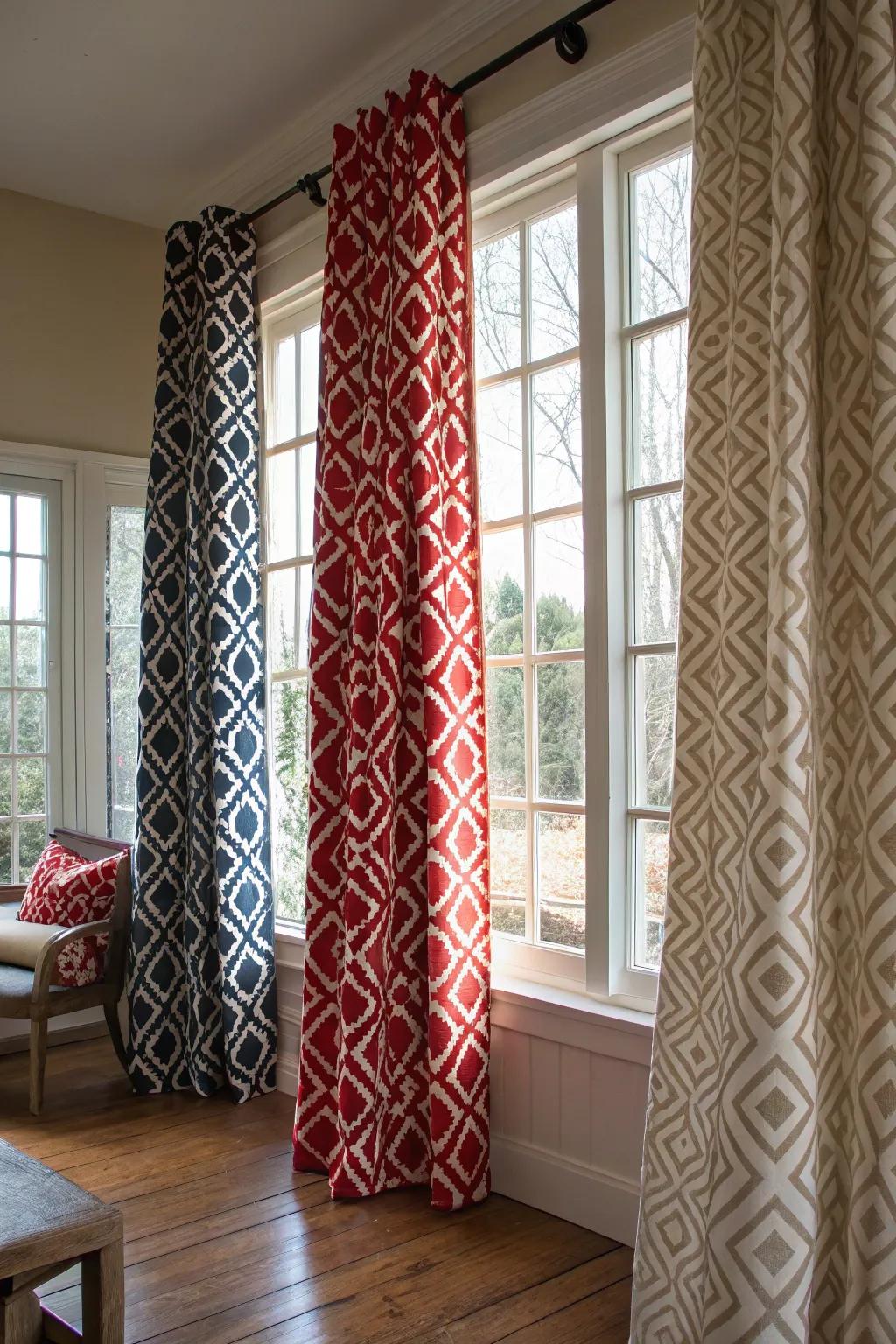 Pattern-adorned drapes add structure and style to your Y2K room.