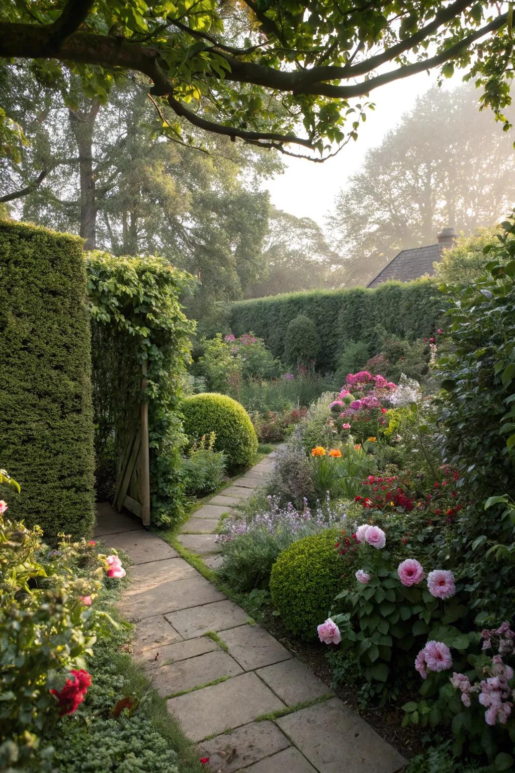 A hidden secret garden providing a magical escape.
