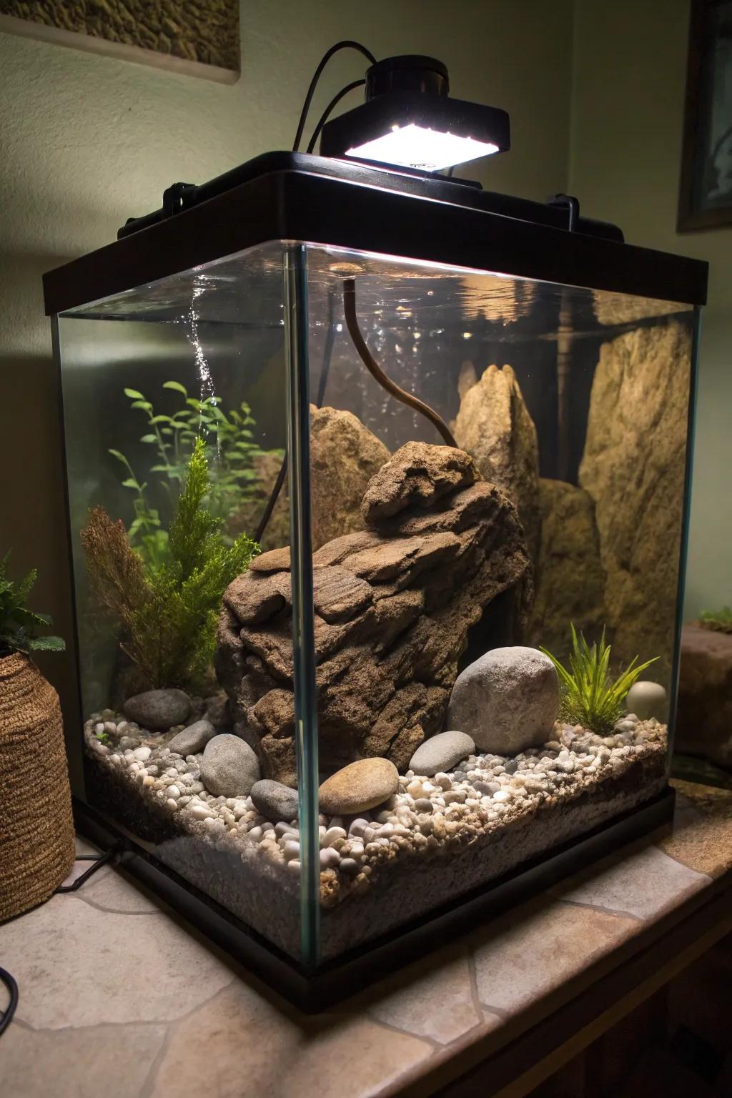 An enchanted cavern theme provides intrigue and allure.