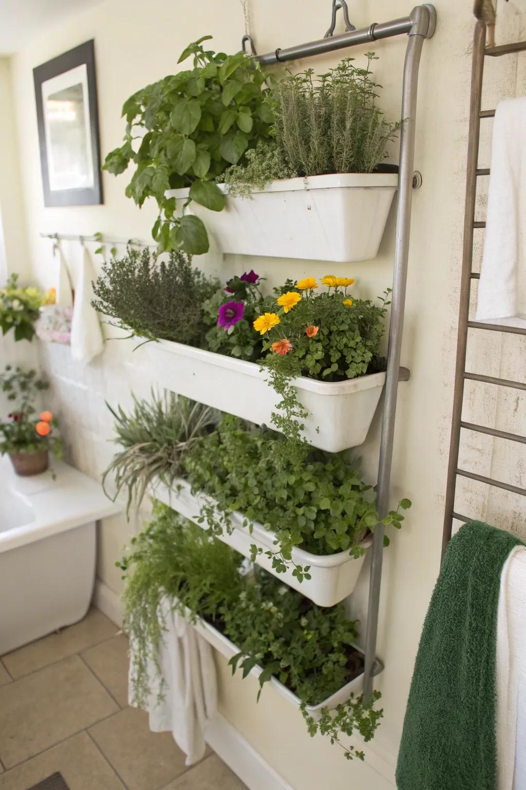 An organizer is changed into a vertical planter.