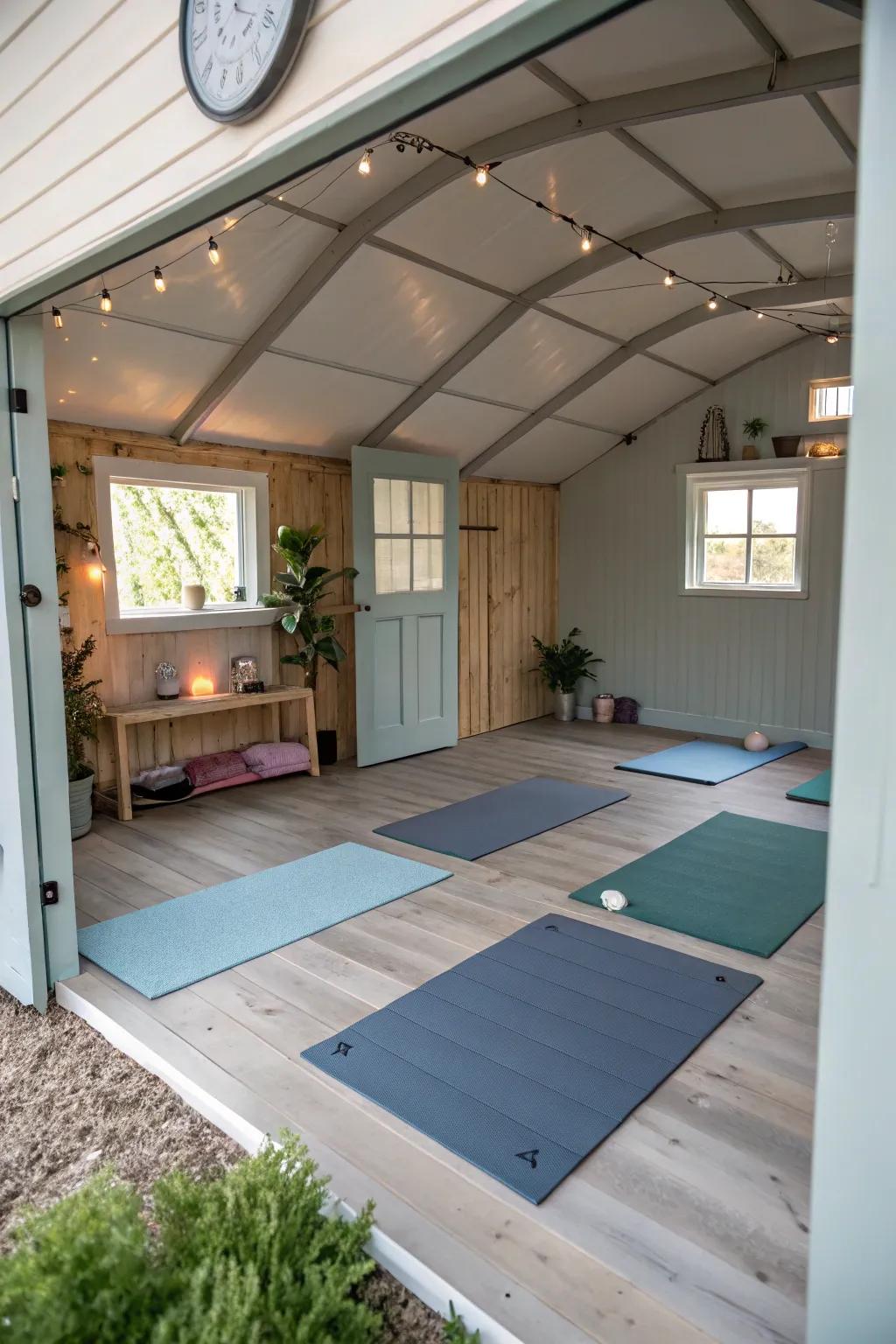 A serene yoga studio that promotes peace and mindfulness.