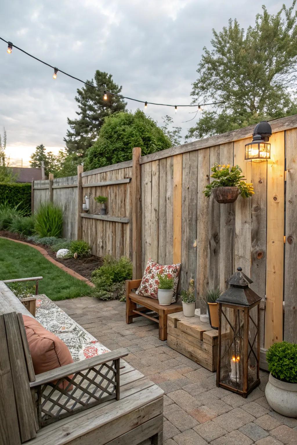 Embrace sustainability with a fence made from reclaimed wood.