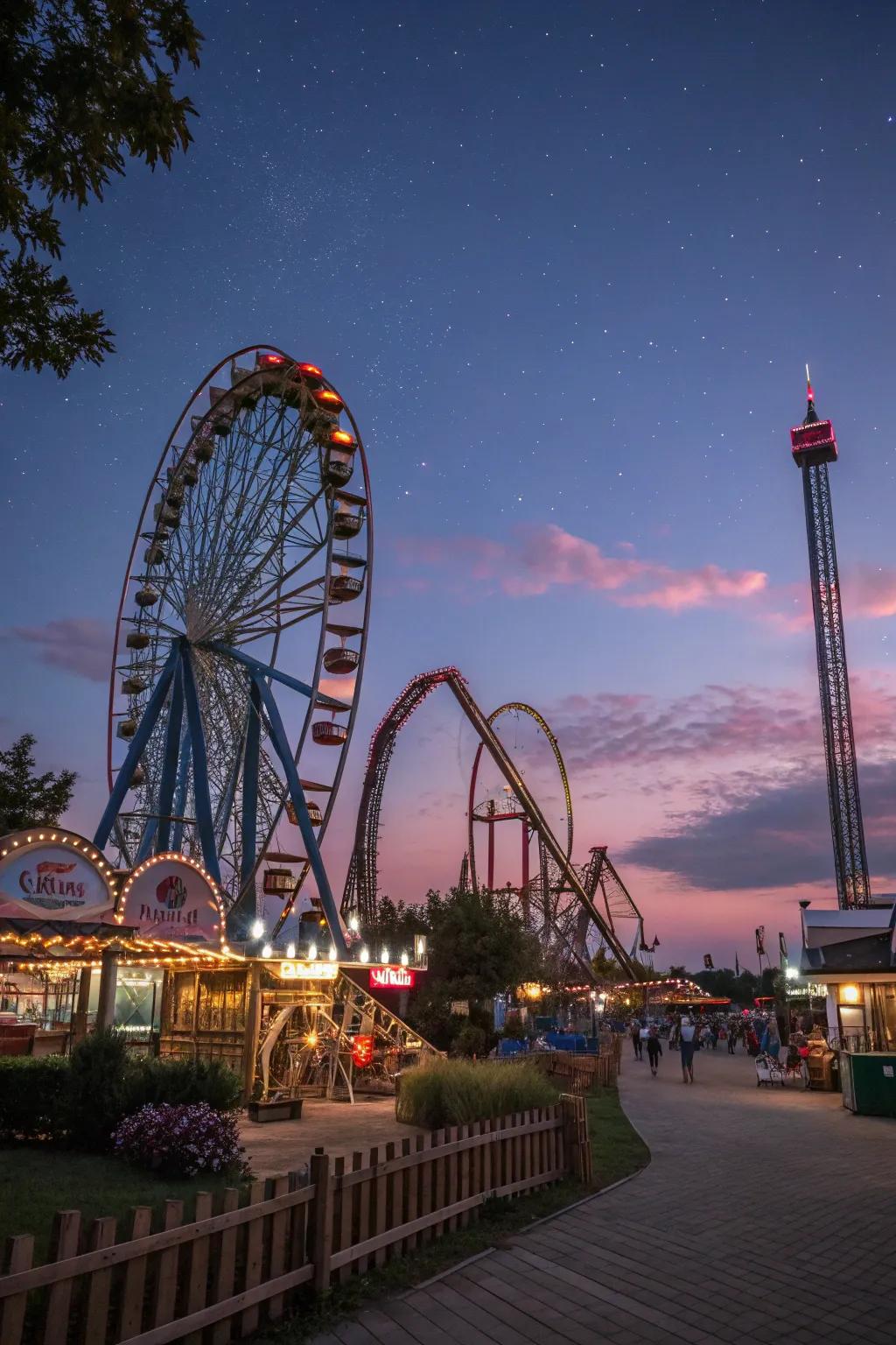 A theme park offers amusement and thrill for all ages.