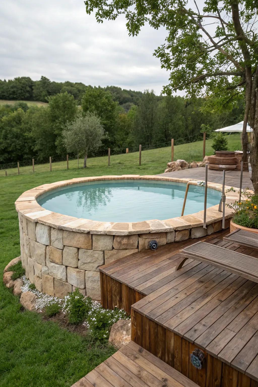 Country elements make your pool feel warm and welcoming.