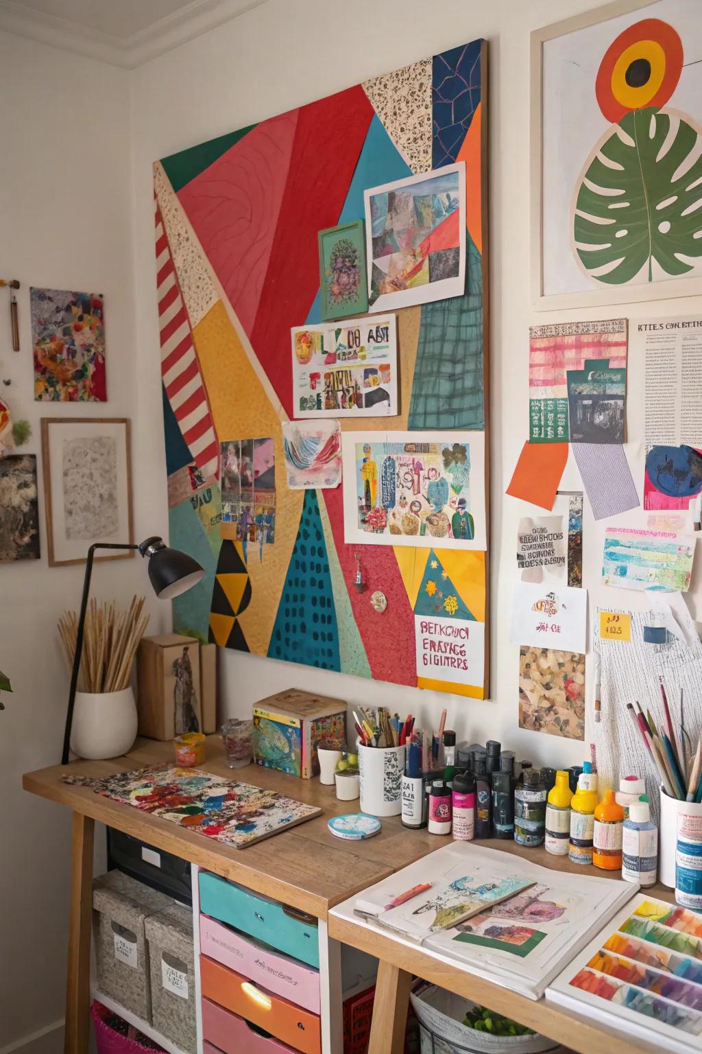 Abstract collage accommodates boundless creativity.