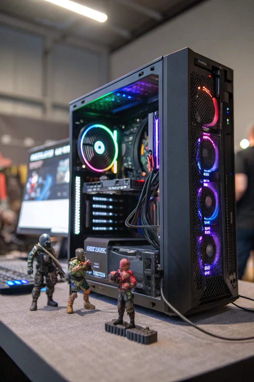 Merge tech with collectibles using a PC case display.