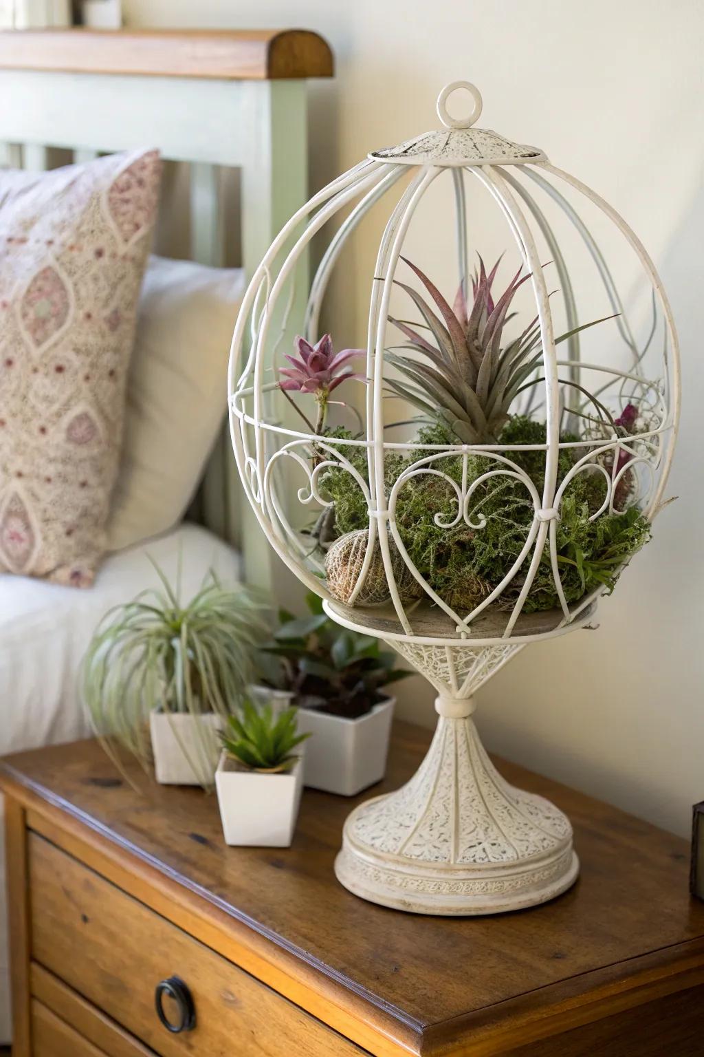 Twine framework statues transmute air plants into arresting art pieces.