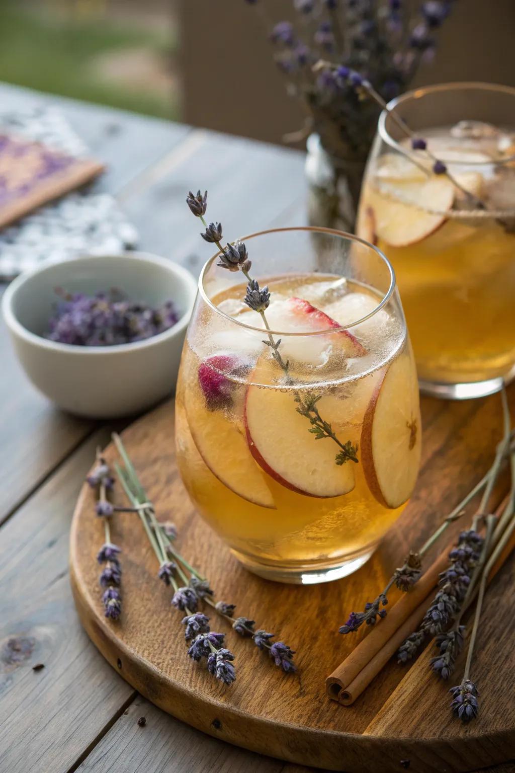 Lavender contributes a floral elegance to cider punch.