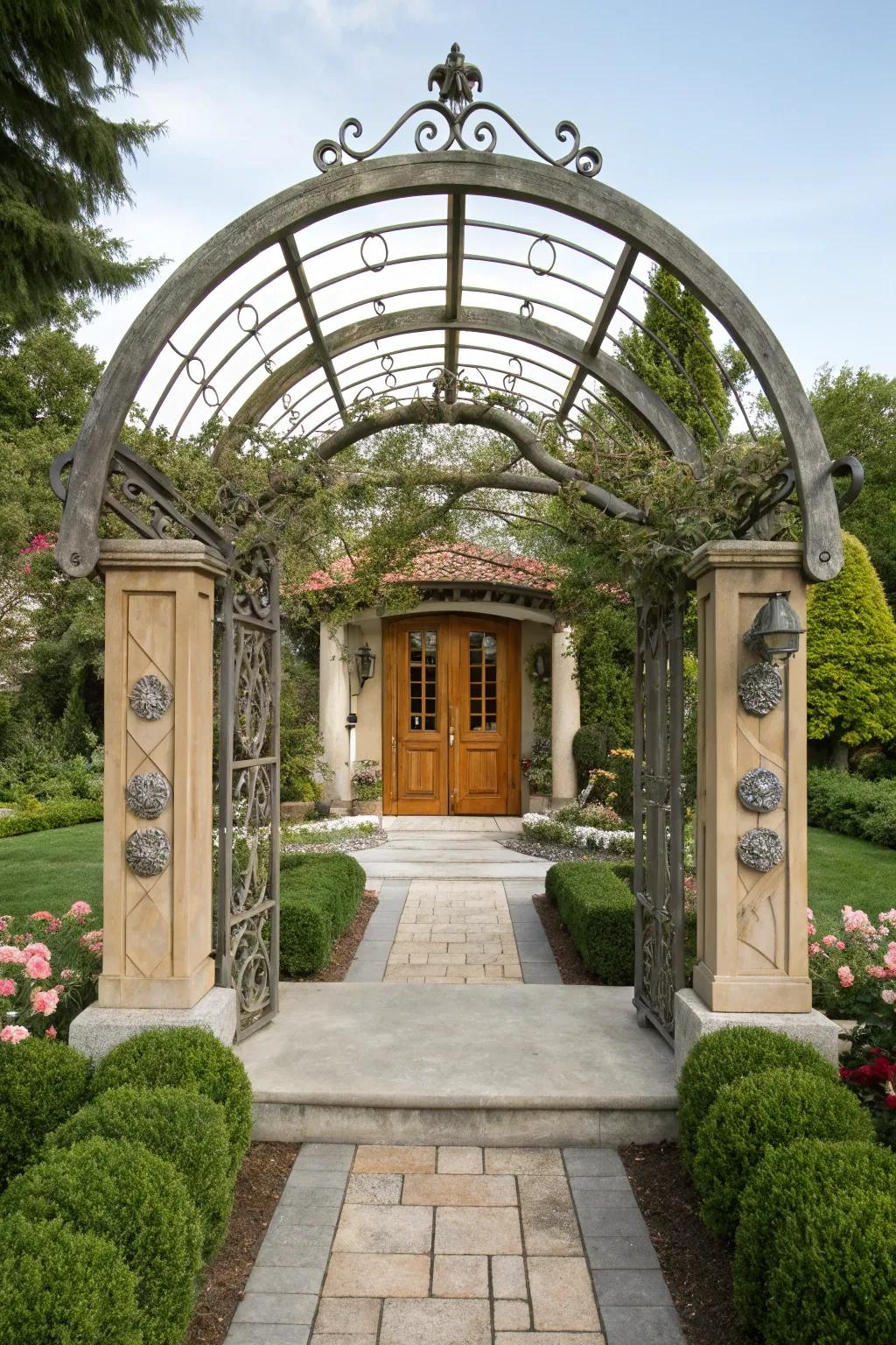 A creative arbor for a distinctive and striking entrance.