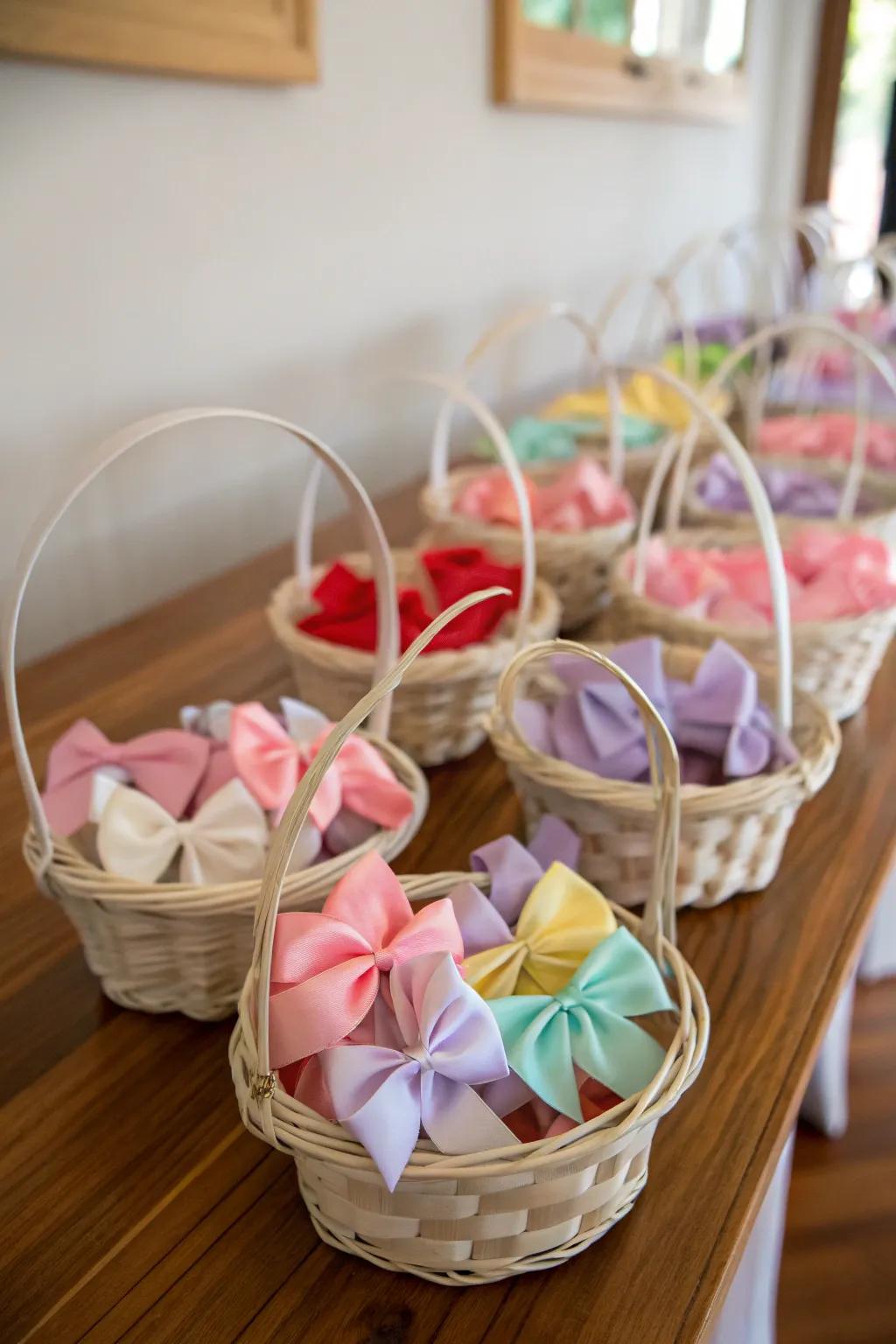 Lovely basket collection for organizing baby bows.