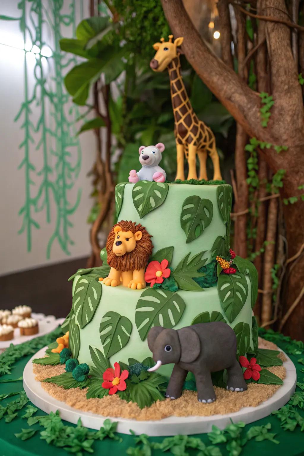 A wilderness-inspired cake featuring adventurous and untamed elements.