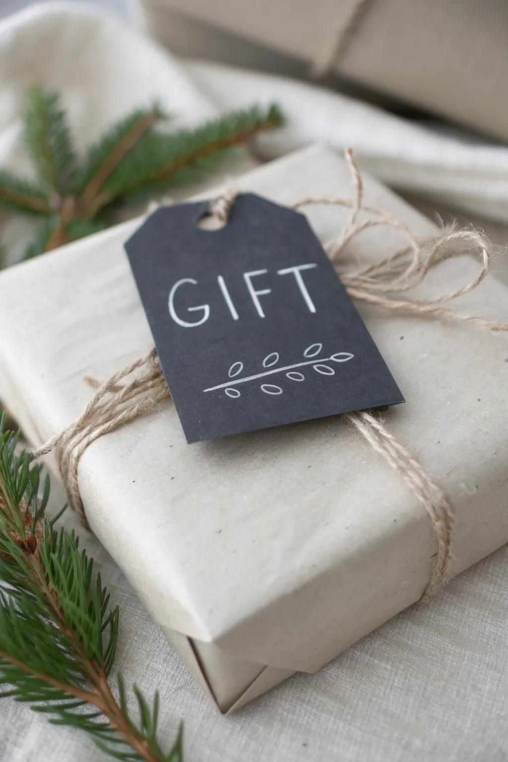 A charming offering showcasing a reusable slate tablet token for personalization.