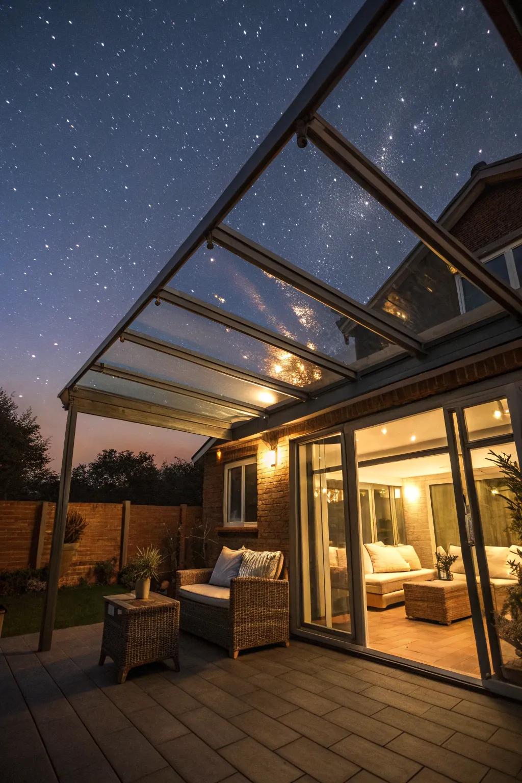 With glass roof awnings, take in the stars.