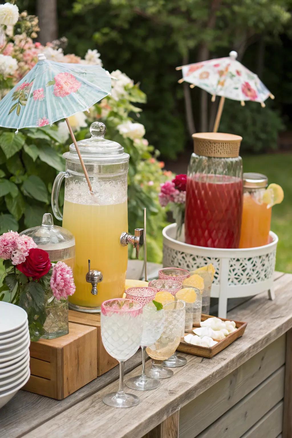Themed drink stations transform into interactive hubs for visitors.