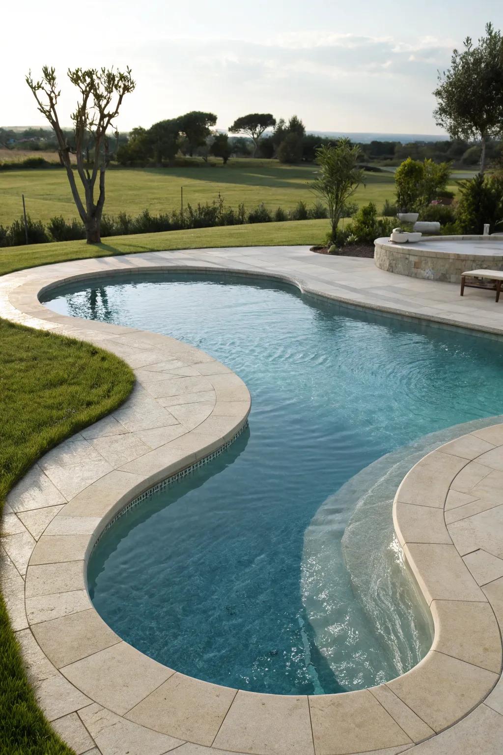 Distinctive contours impart the pool with a singular charm.