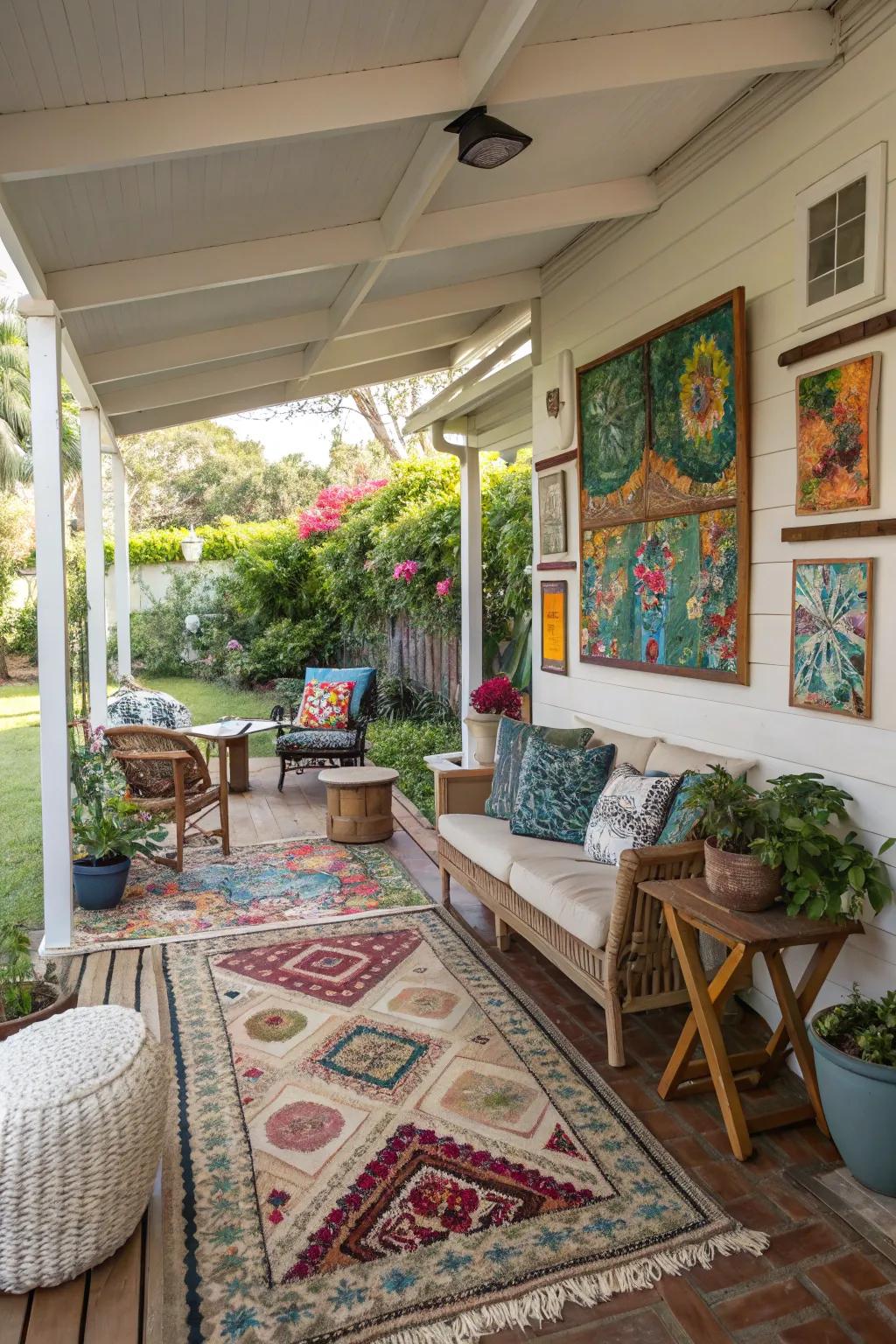 An eclectic mix of decor adding character to a lanai.