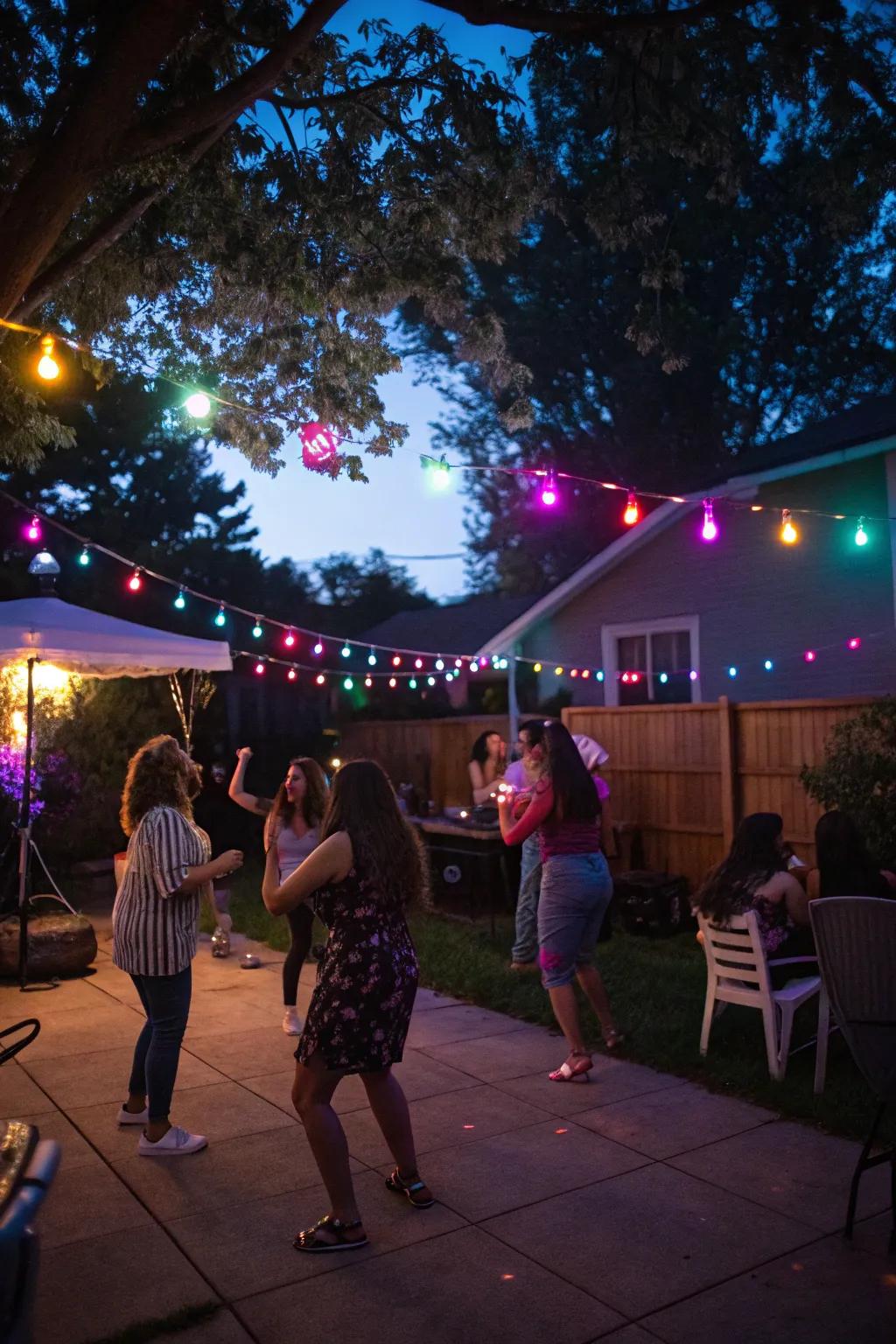 Music-synchronized illumination transforms your backyard into a dance floor.