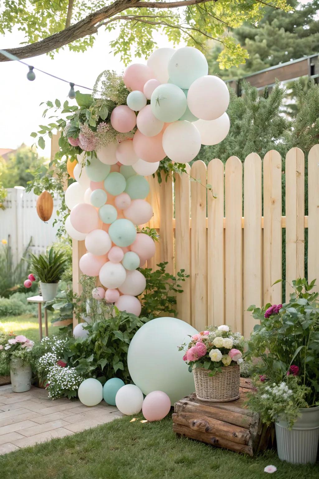 An environmentally responsible balloon backdrop promoting sustainable celebrations.