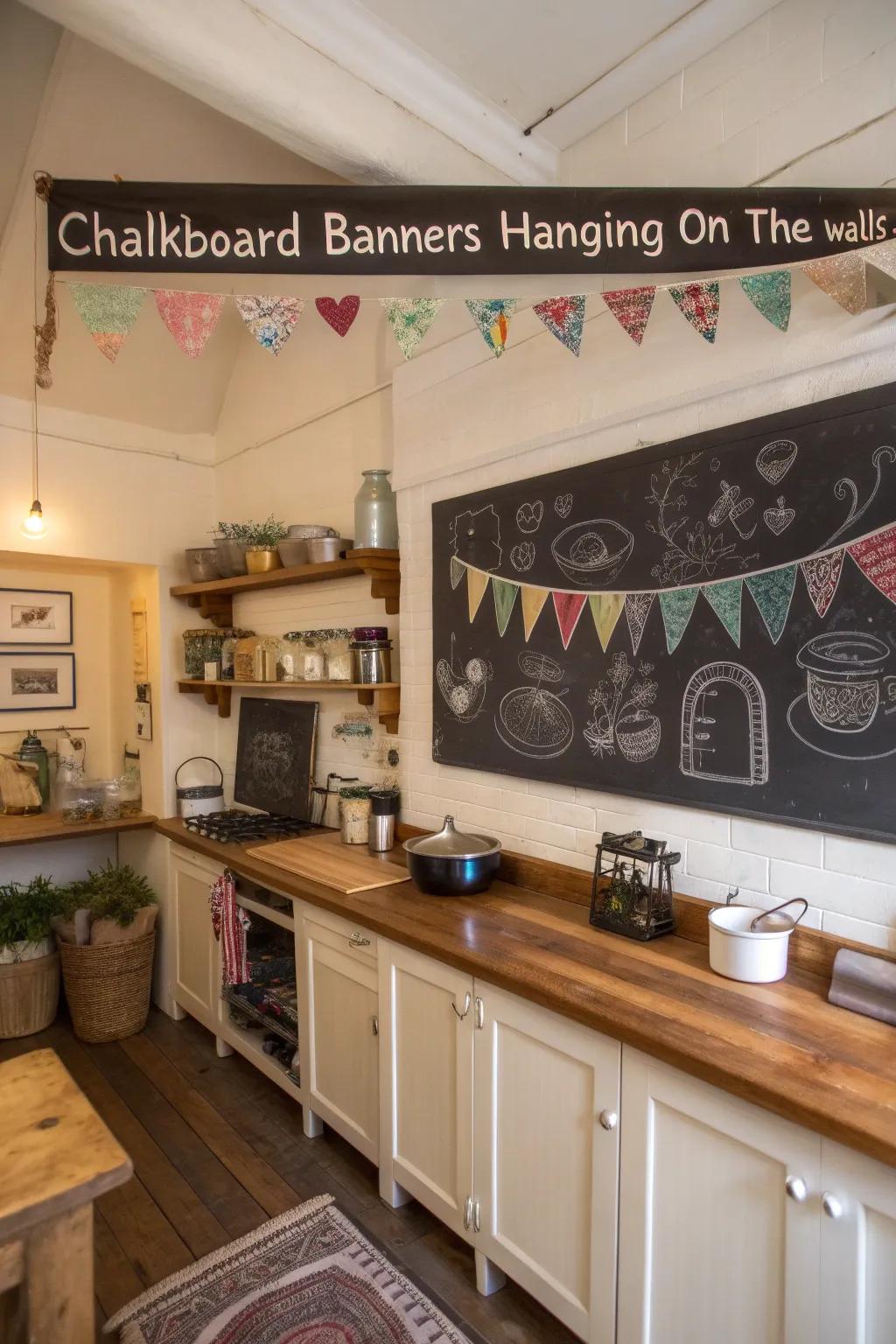 Writable surface banners provide adaptable and transformable decor.