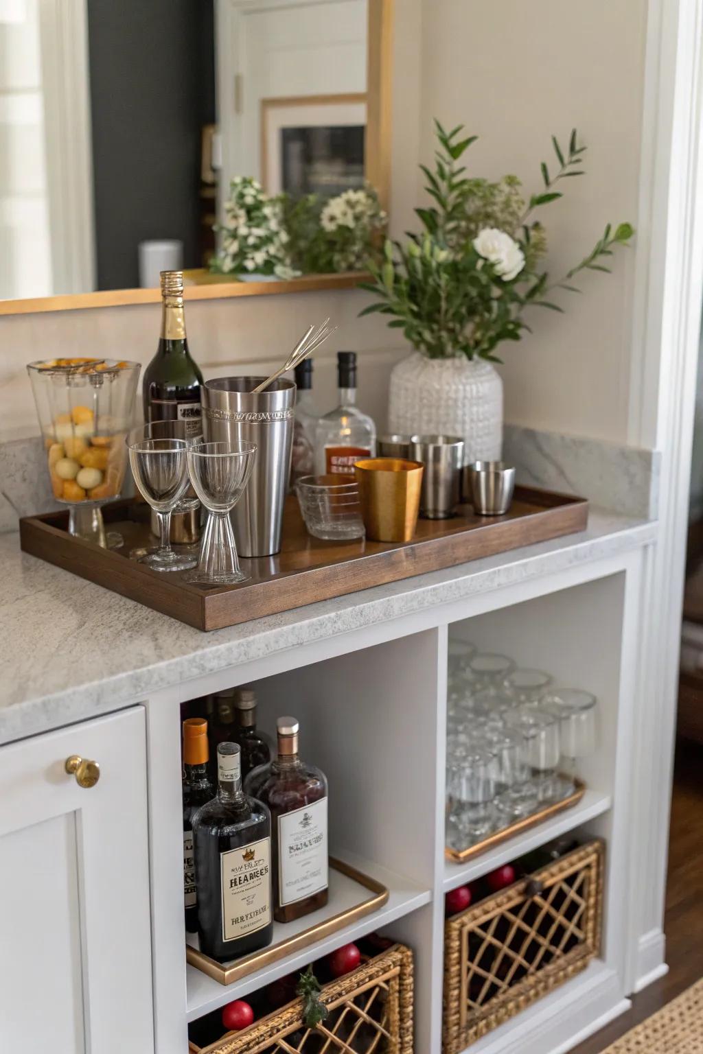 Small-scale bar designs maximize elegance and utility in compact spaces.