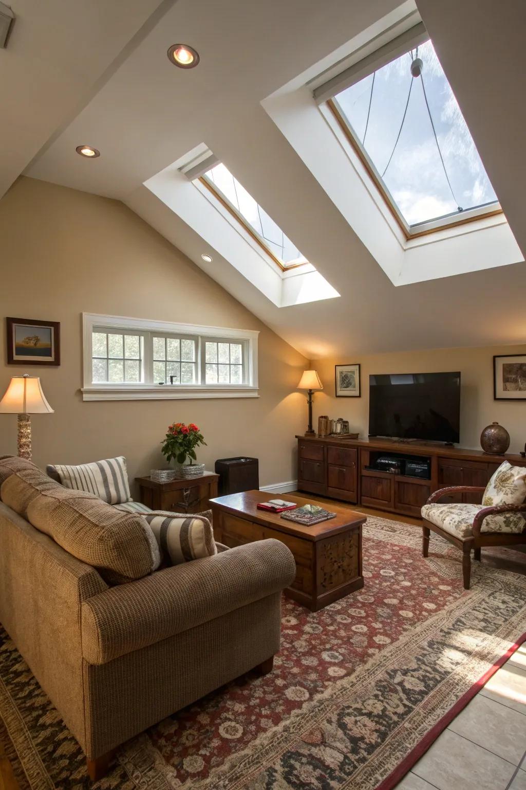 Skylights can dramatically brighten a basement.