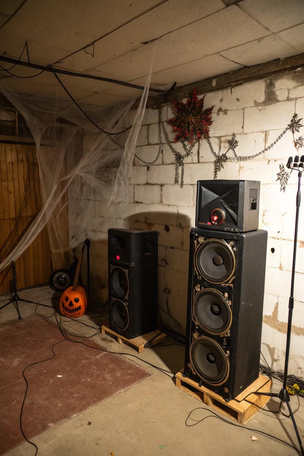 A chilling playlist establishes the ambiance for your haunted affair.
