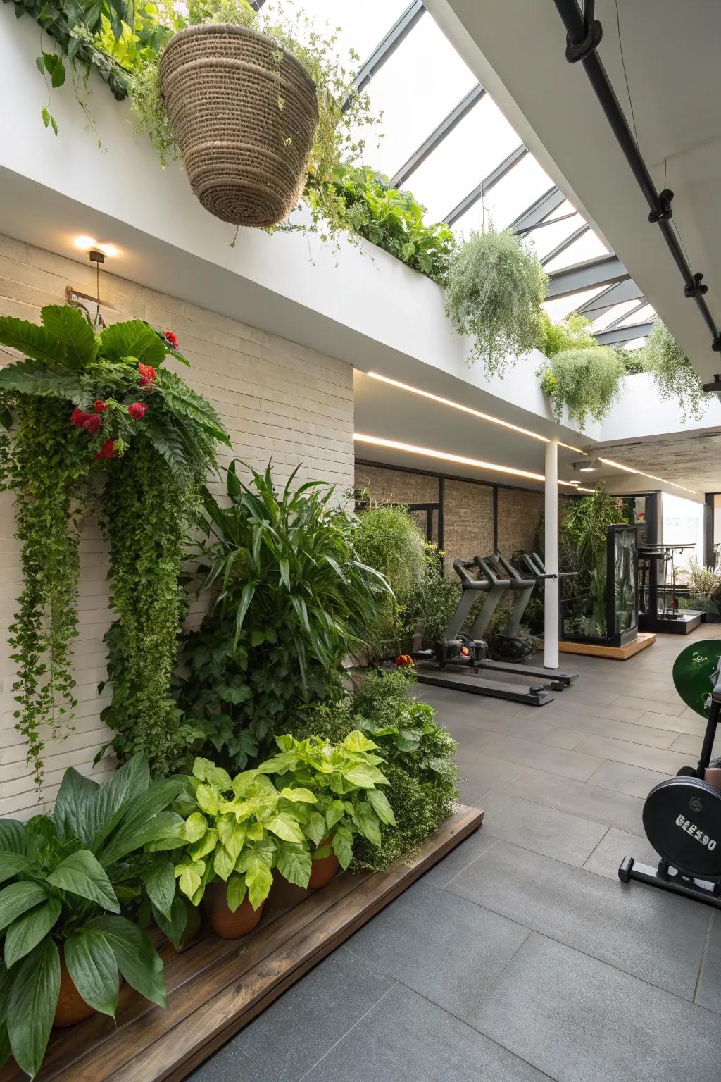 Natural touches introduce a soothing and fresh vibe to your gym.