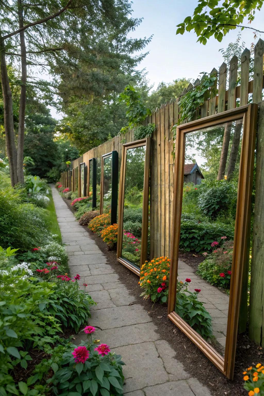 Mirrors can give the illusion of a bigger, more open garden.