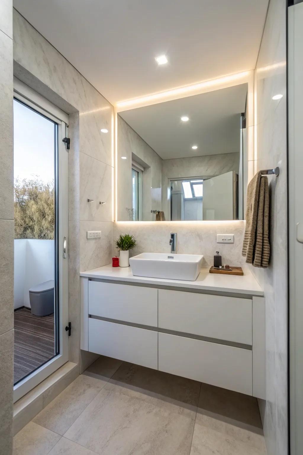 Suspended countertops improve spatial awareness.