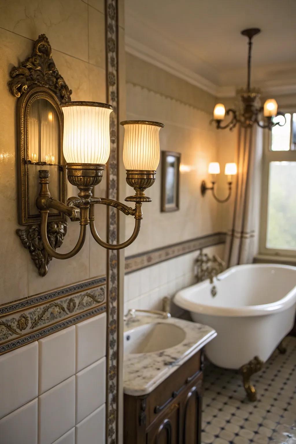 Time-honored styled wall lights contribute charm and persona.
