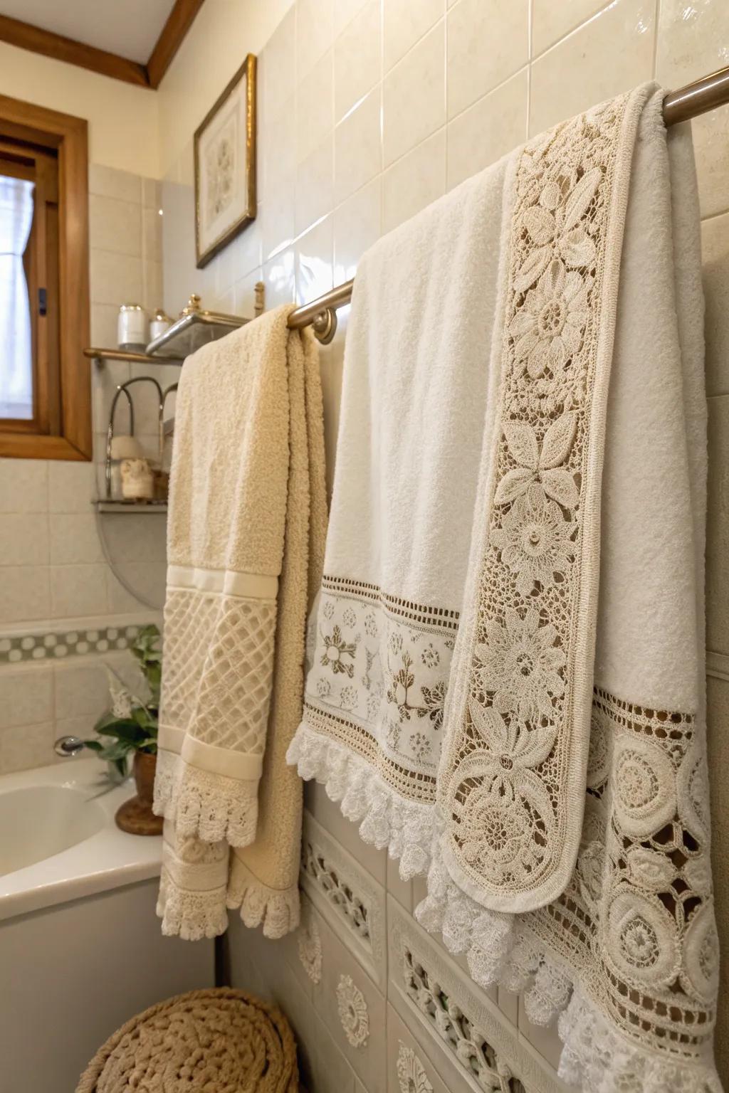 With vintage elements in towel decor, bring timeless charm.