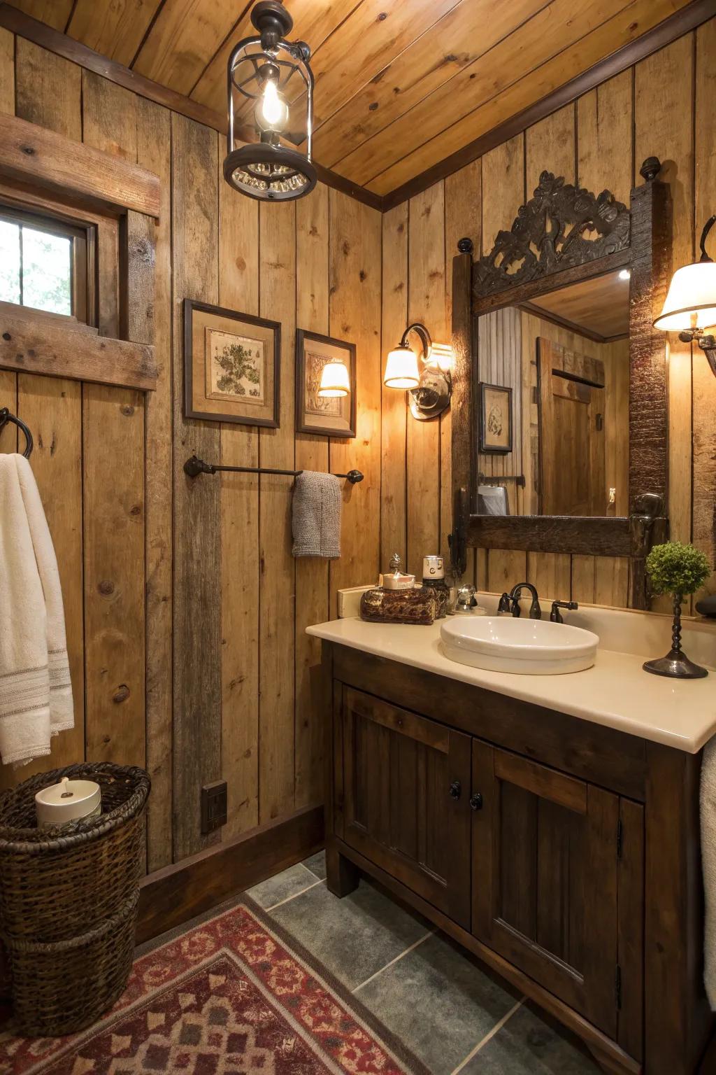 Country appeal using rustic barnwood panels.
