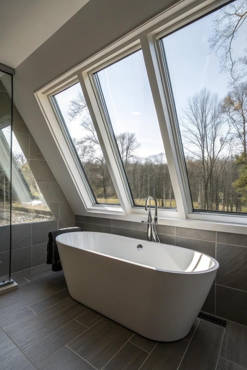 Angle-set panes ensure unique lighting viewpoints.