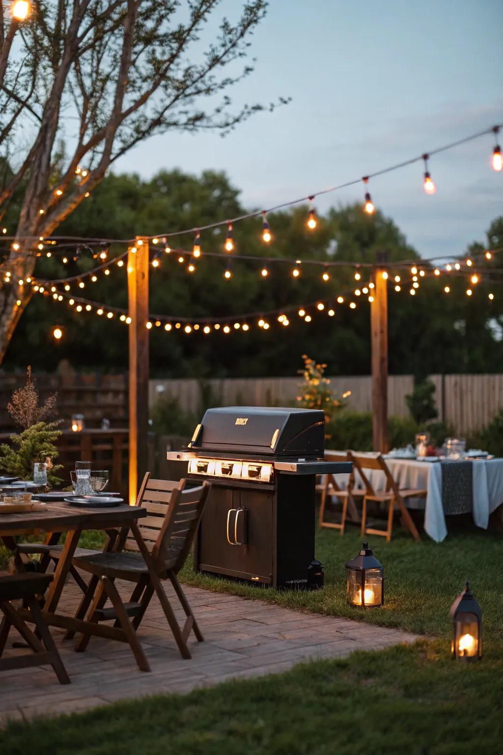 Enhance your BBQ area with strategic lighting.
