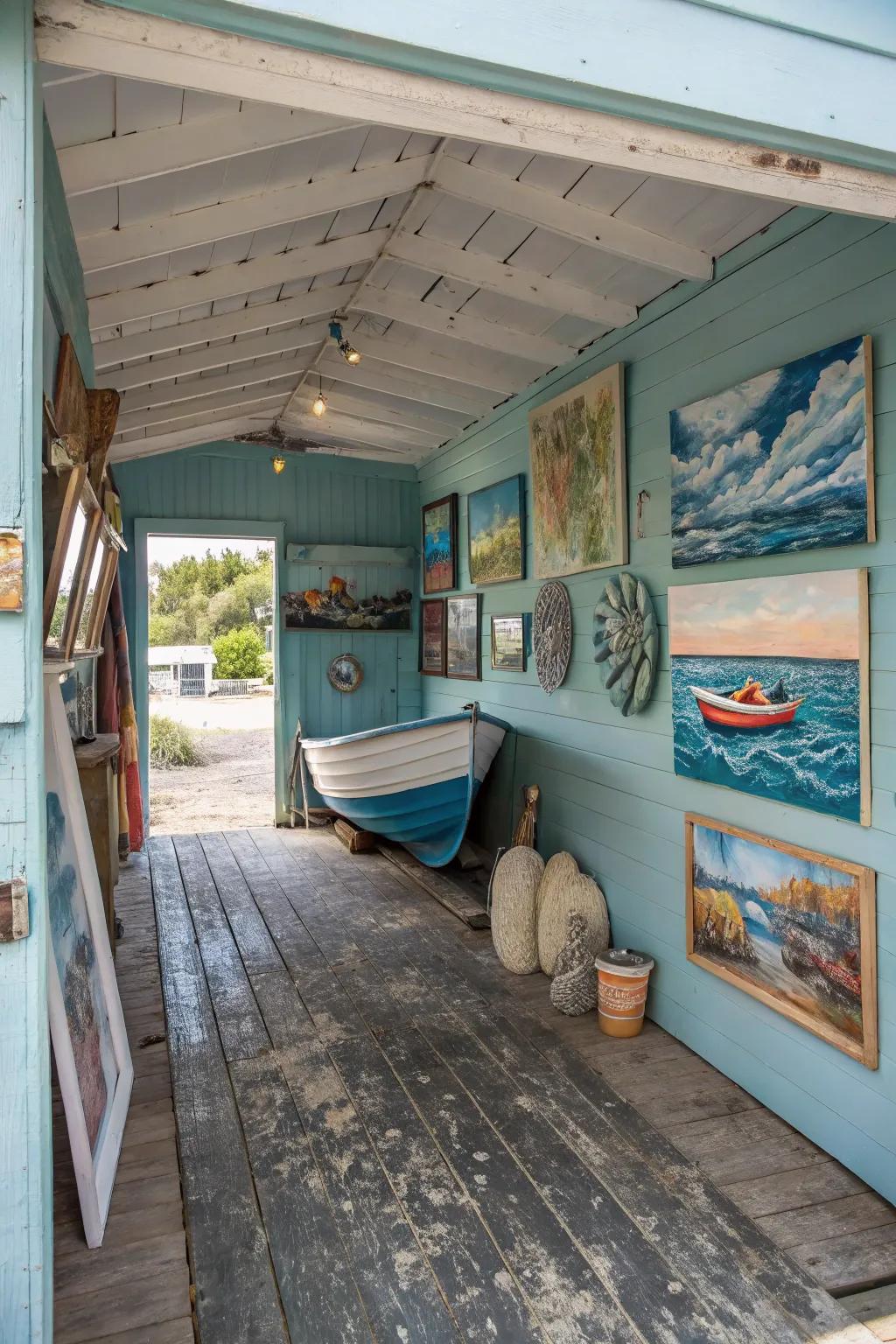 Seaside art injects personality and charm into the garage.