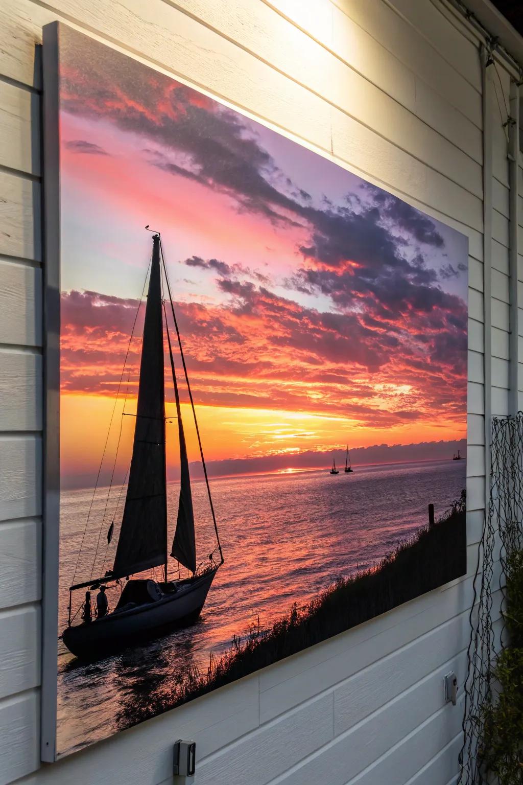 Sail away with a striking yacht silhouette.