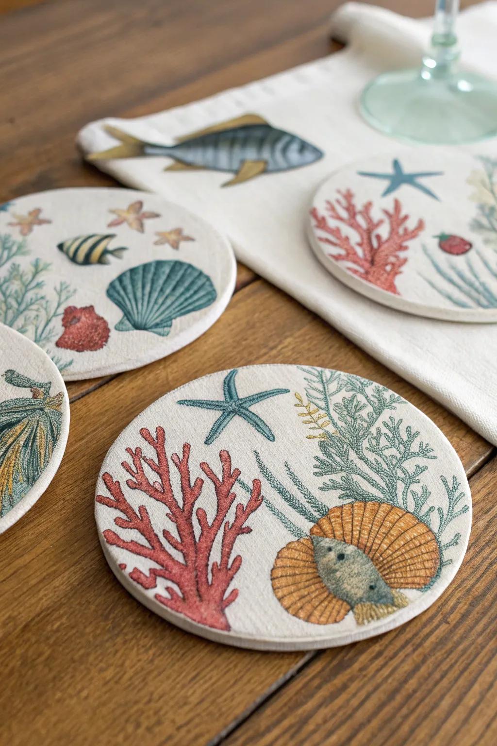Ocean coasters bring a touch of the sea to any setting.