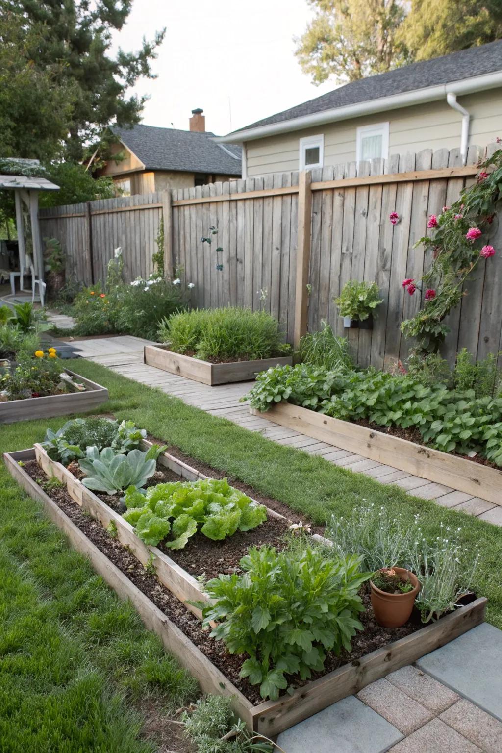 A practical and beautiful veggie patch in the front yard.