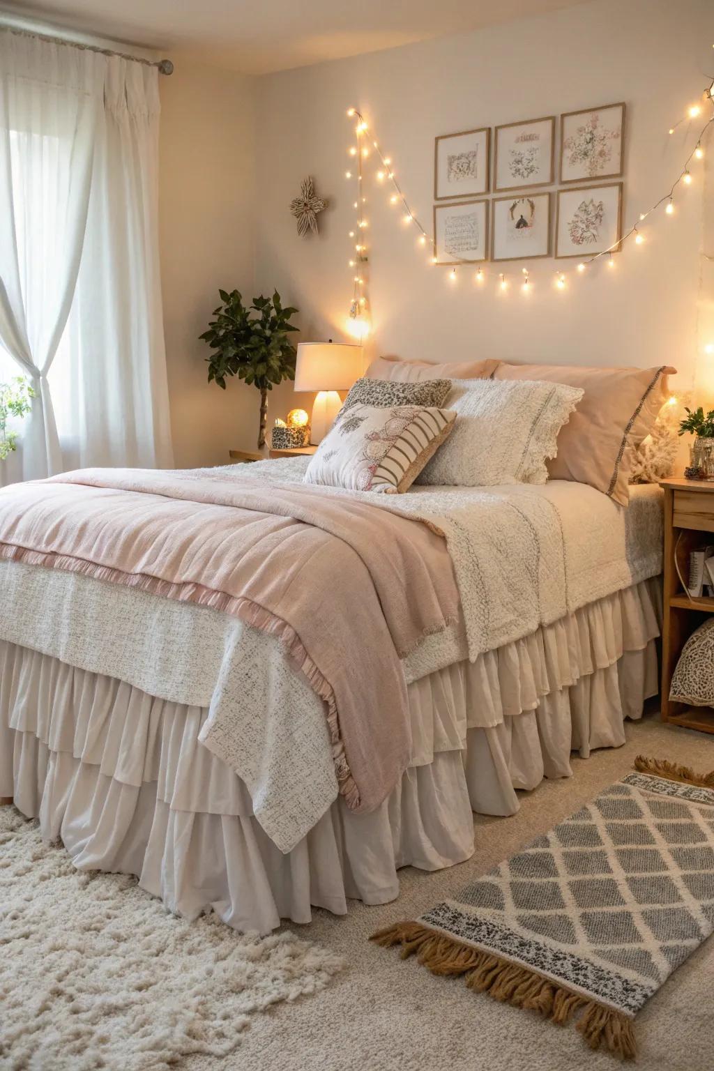 Layering adds depth and dimension to your bed presentation.